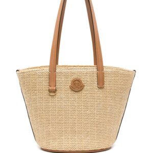 Moncler small Hubba raffia tote bag