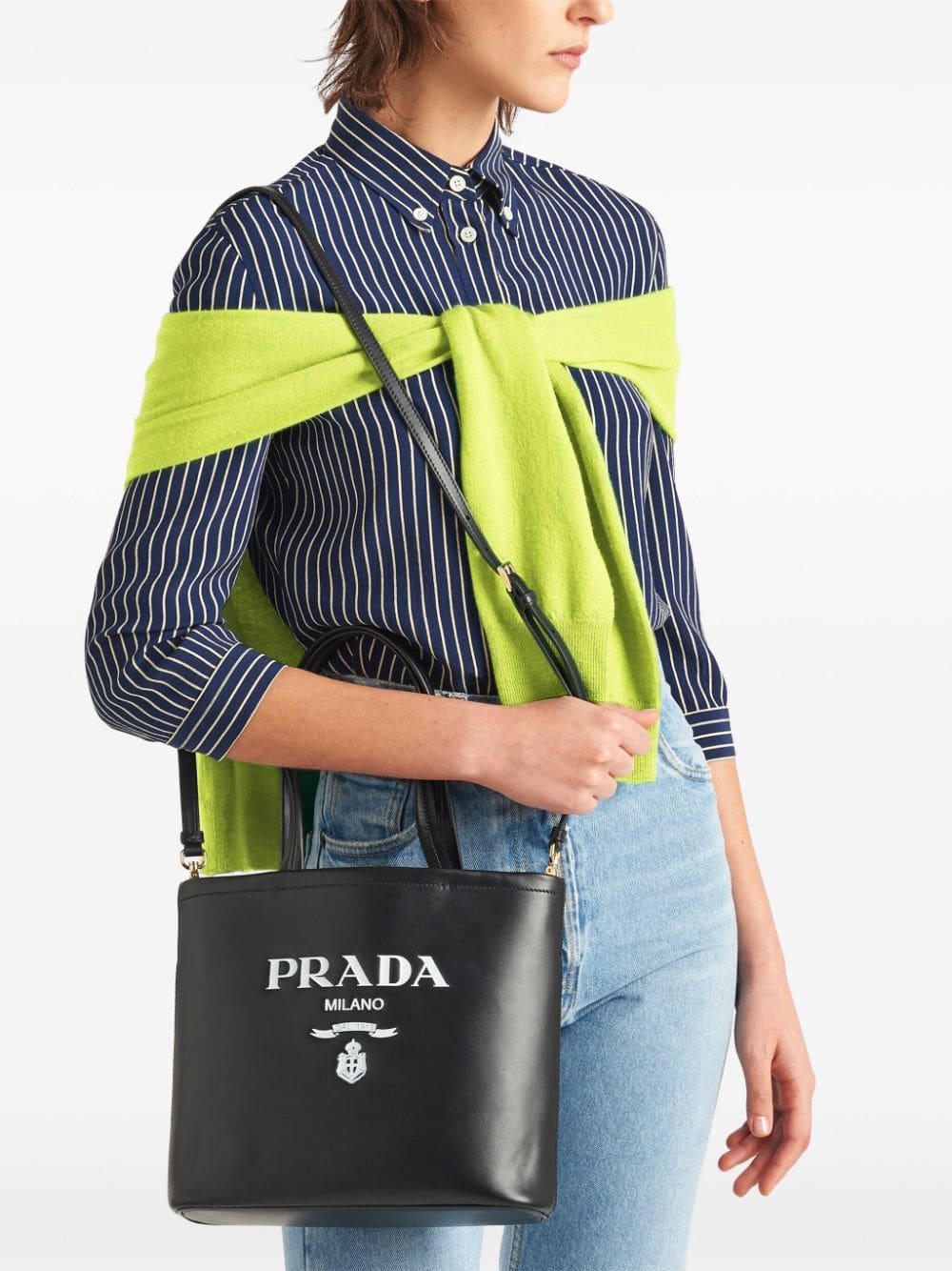 Prada small logo-print leather tote bag - Image 3