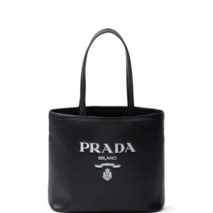 Prada small logo-print leather tote bag