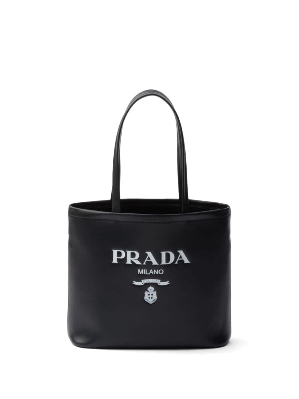 Prada small logo-print leather tote bag