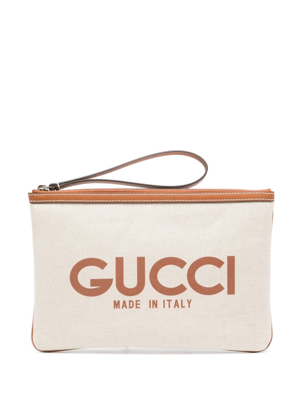 Gucci logo-print canvas clutch bag