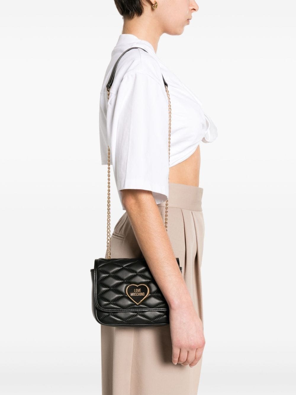 Love Moschino logo-lettering matelassé crossbody bag - Image 2