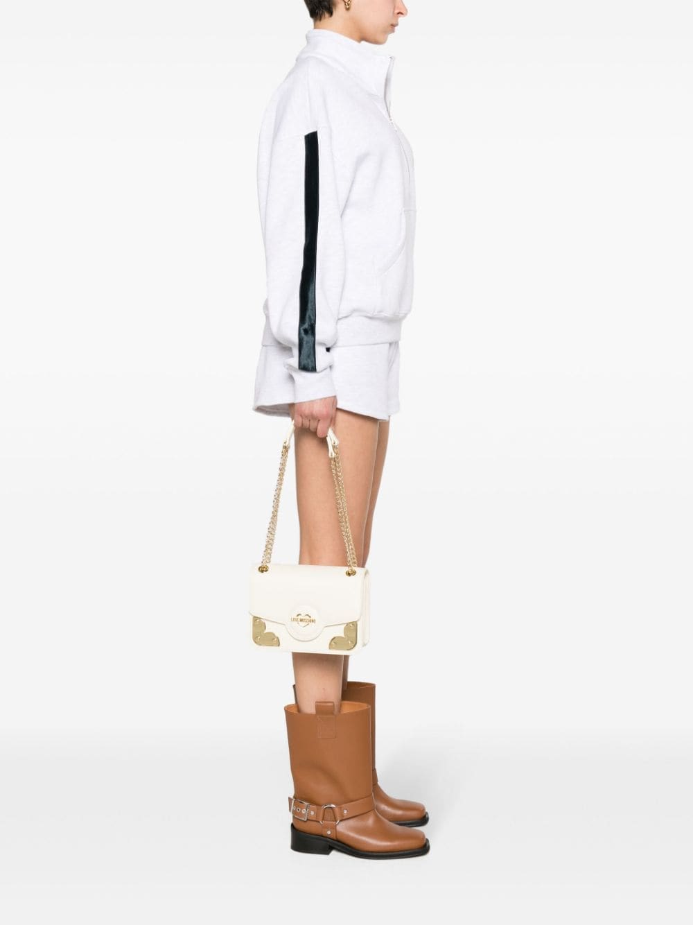 Love Moschino logo-lettering foldover top shoulder bag - Image 2