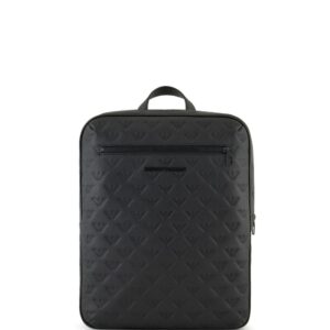 Emporio Armani logo-debossed leather backpack