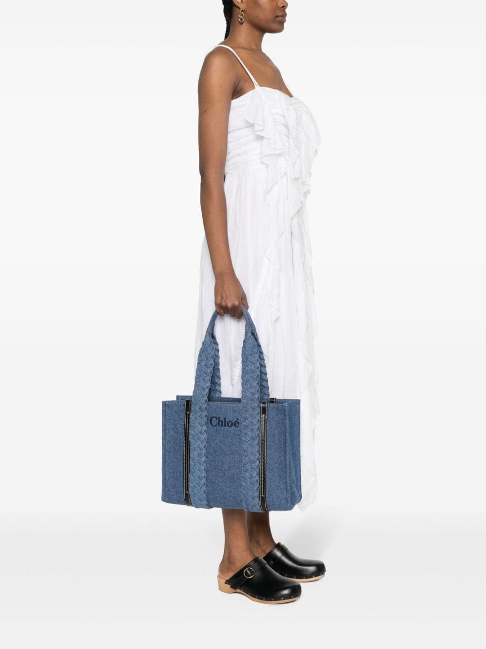 Chloé medium Woody denim tote bag - Image 2
