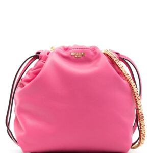 Moschino logo-chain leather shoulder bag