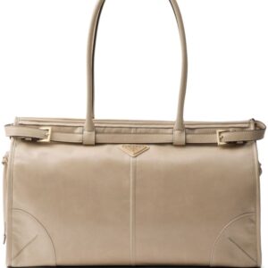 Prada large enamel triangle logo belted handbag