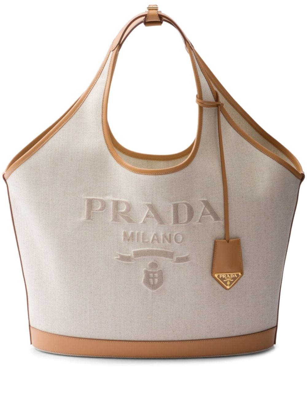 Prada large logo-embroidered tote bag