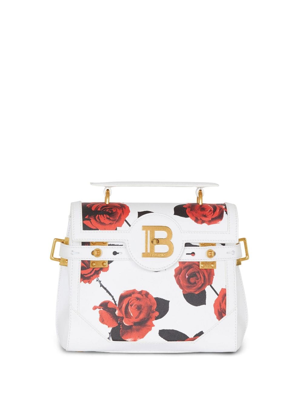 Balmain B-Buzz 23 rose-print leather tote bag