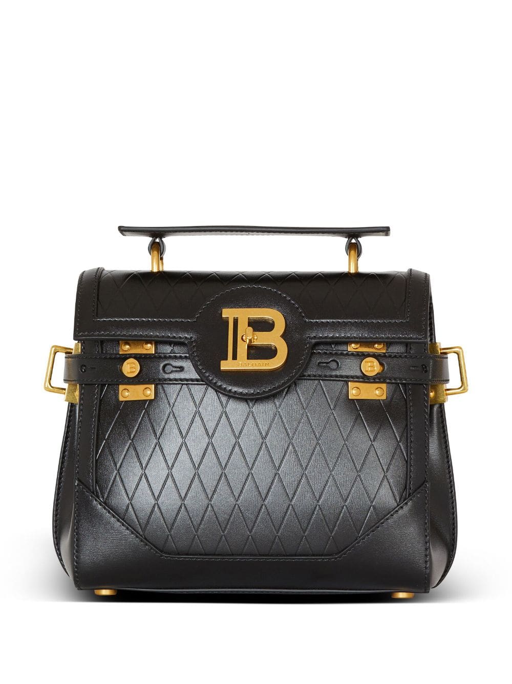 Balmain B-Buzz 23 grid-debossed leather tote bag
