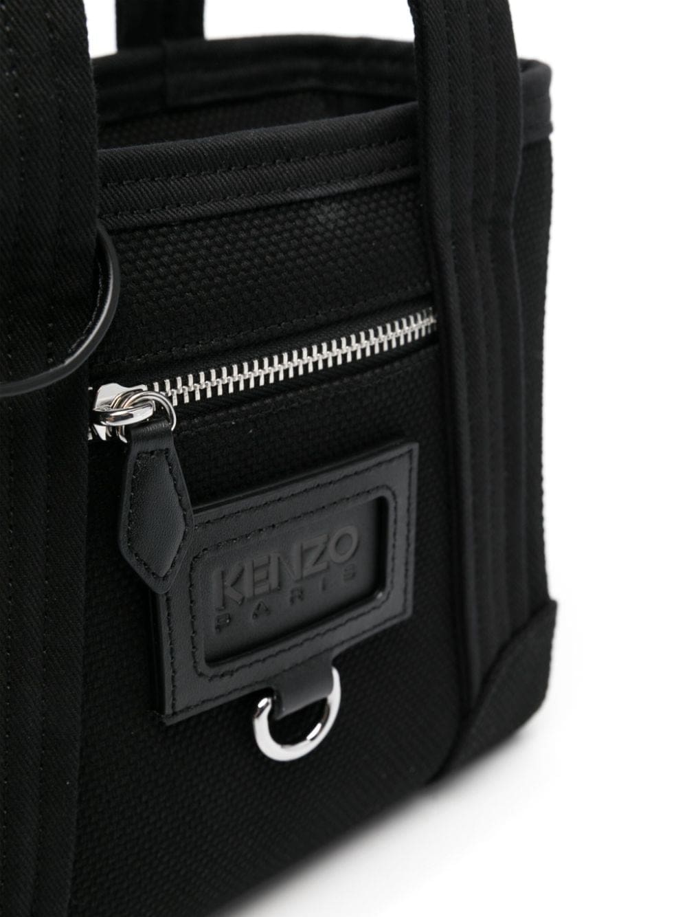 Kenzo logo-patch canvas shoulder bag - Image 4