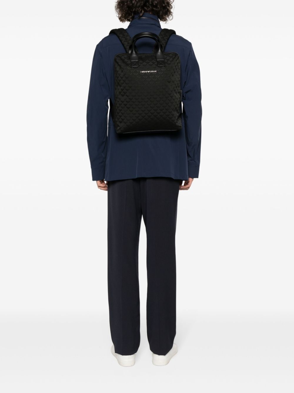 Emporio Armani logo-jacquard canvas backpack - Image 4