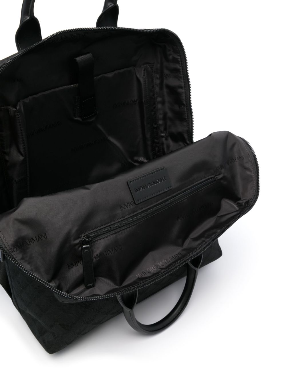 Emporio Armani logo-jacquard canvas backpack - Image 3