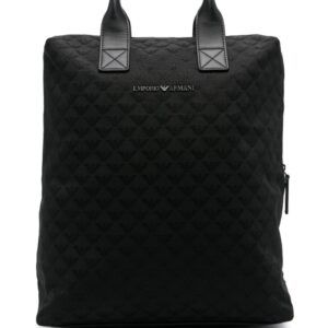 Emporio Armani logo-jacquard canvas backpack