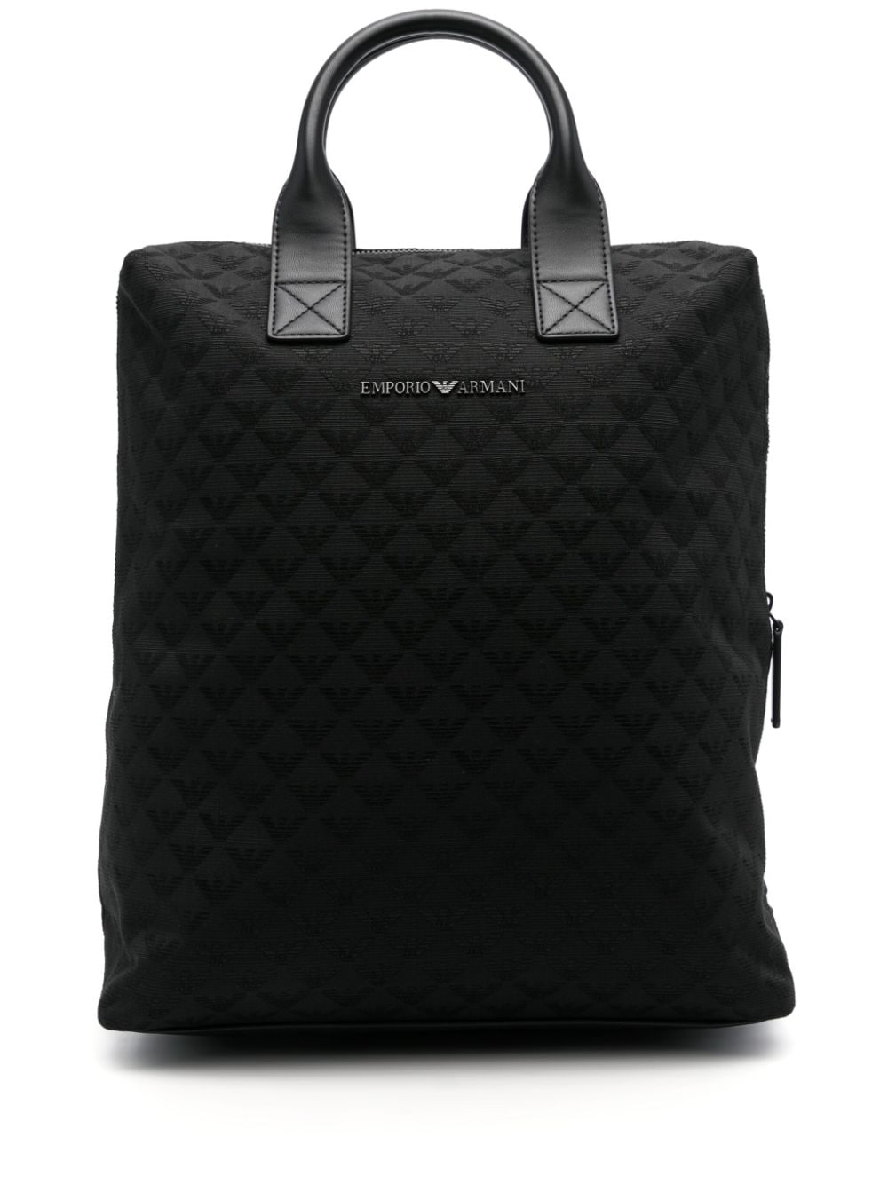 Emporio Armani logo-jacquard canvas backpack