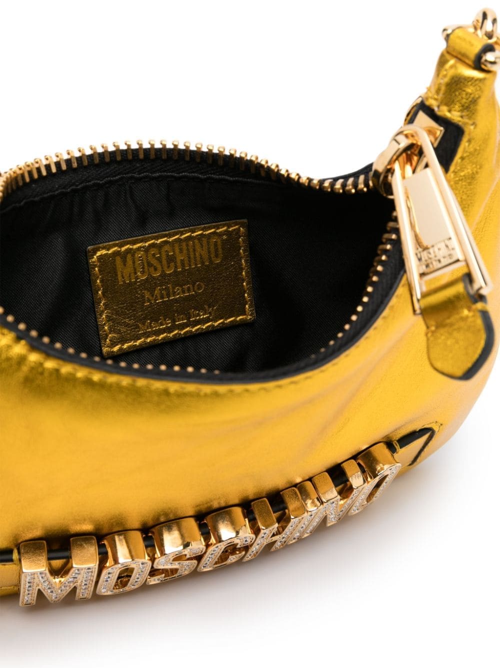 Moschino crystal-embellished logo shoulder bag - Image 5