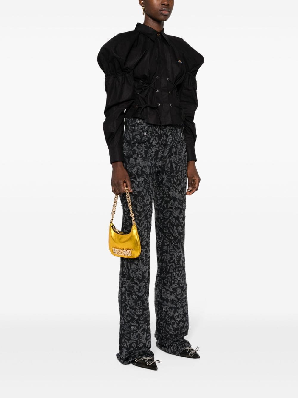 Moschino crystal-embellished logo shoulder bag - Image 2