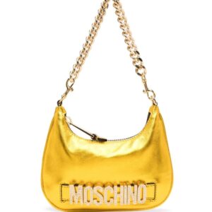Moschino crystal-embellished logo shoulder bag