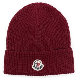 Moncler logo-patch cotton beanie