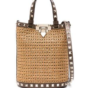 Valentino Garavani mini Rockstud raffia shoulder bag