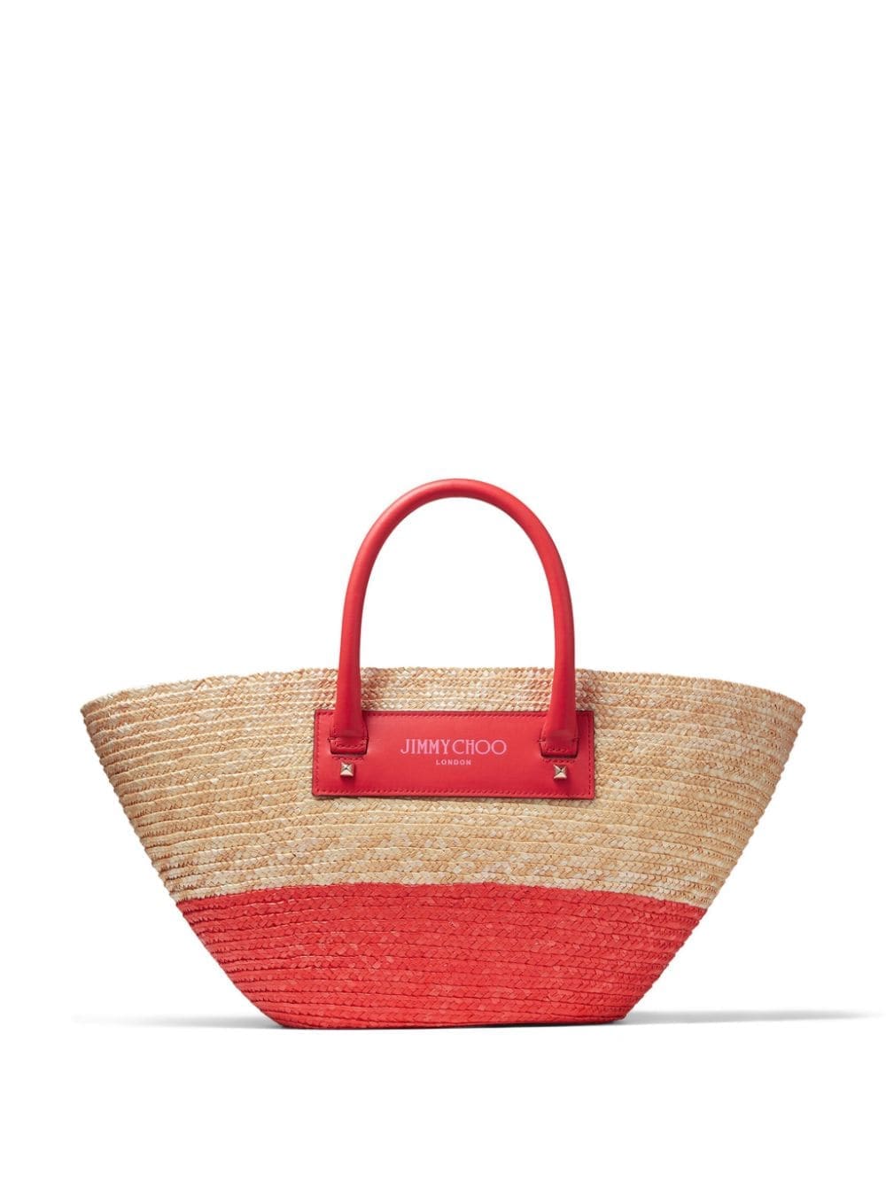 Jimmy Choo small logo-print raffia tote bag