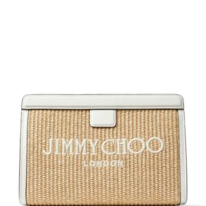 Jimmy Choo Avenue logo-embroidered woven clutch