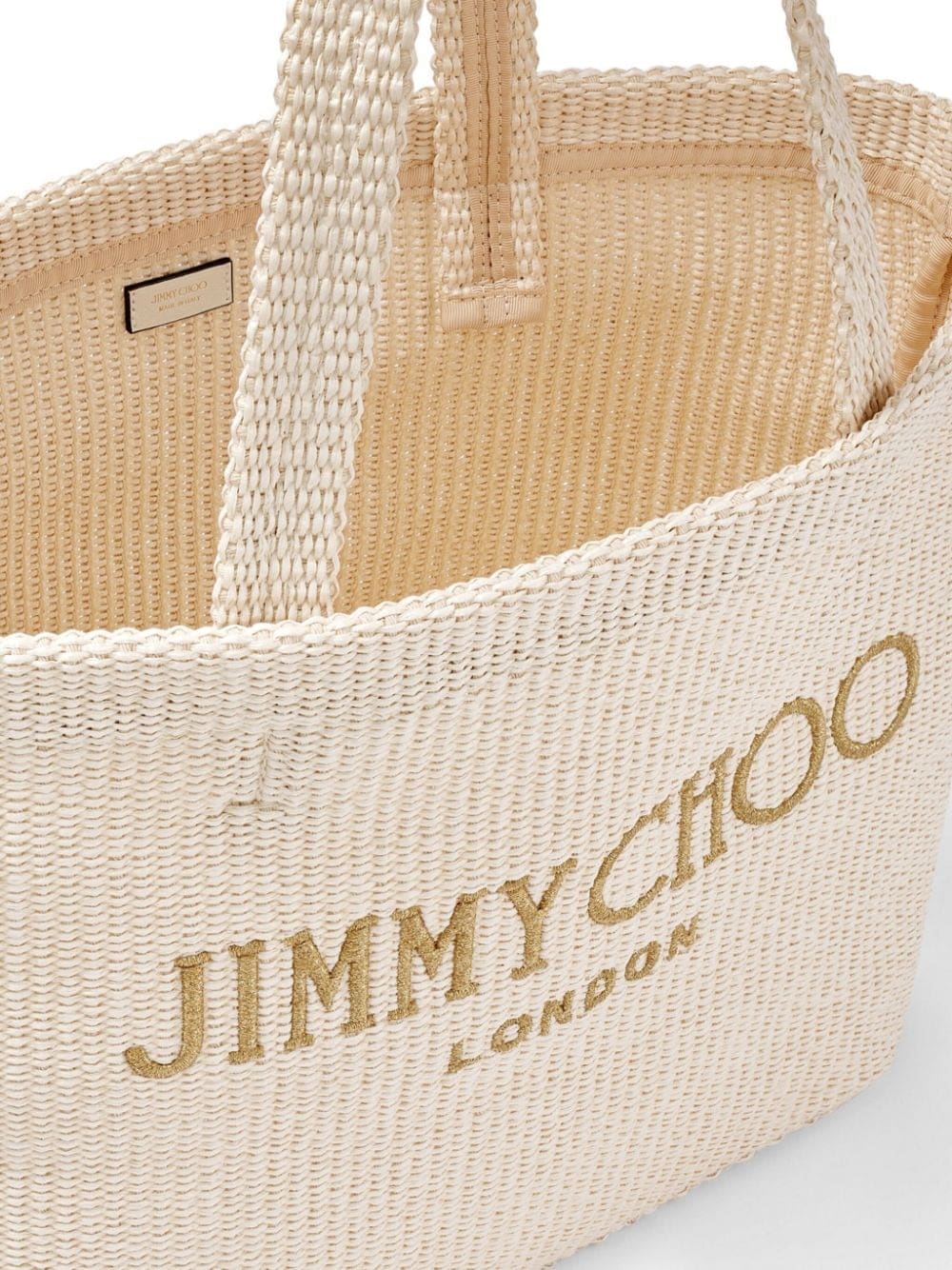 Jimmy Choo logo-embroidered raffia beach bag - Image 5