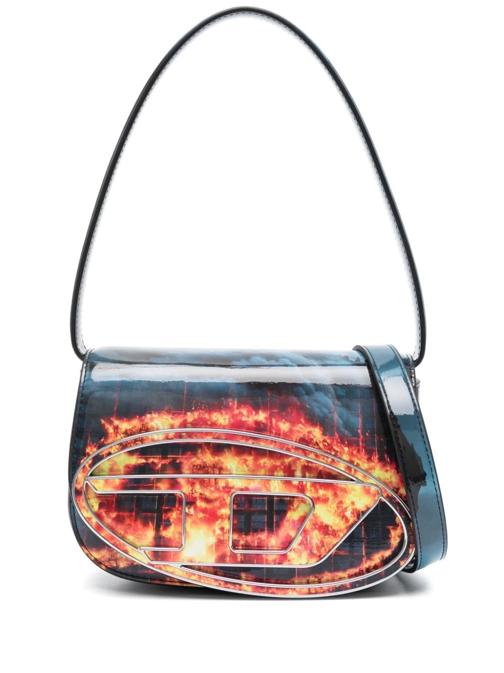 Diesel DIESEL 1DR POLY FLAME PRINT SHOULDER BAG