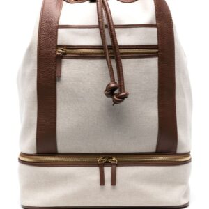 Eleventy leather-trim canvas backpack