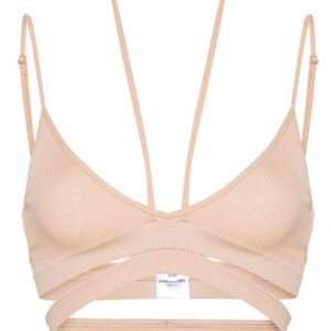 ANDREĀDAMO  ribbed strappy halterneck bra