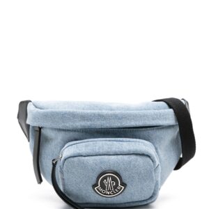 Moncler logo-patch denim belt bag