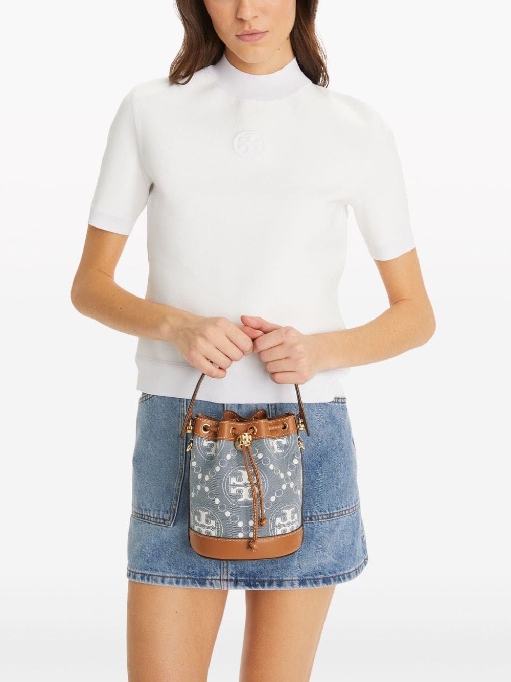 Tory Burch T Monogram denim mini bag - Image 3