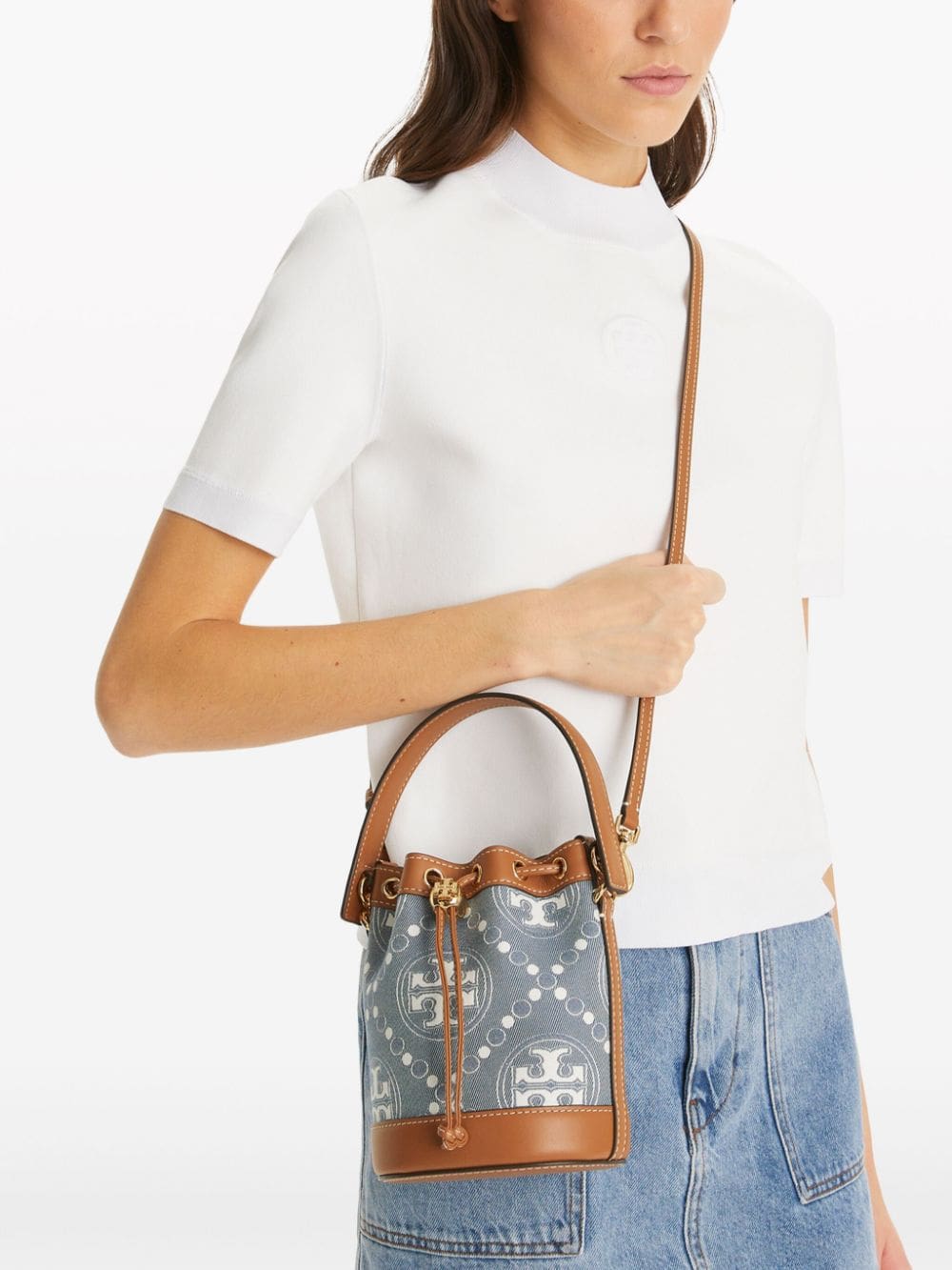Tory Burch T Monogram denim mini bag - Image 2