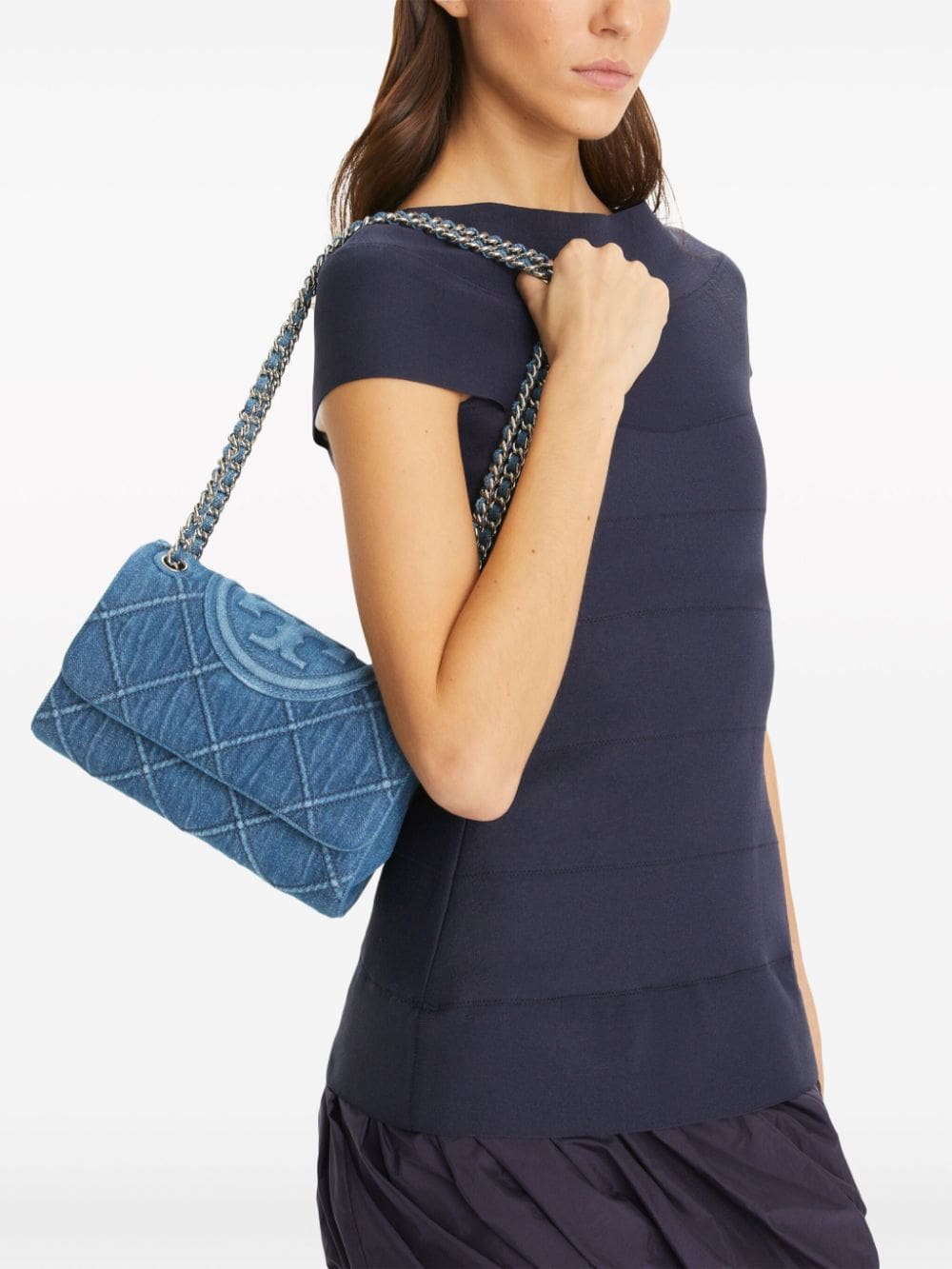 Tory Burch small Fleming denim shoulder bag - Image 2