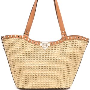 Valentino Garavani Rockstud raffia tote bag