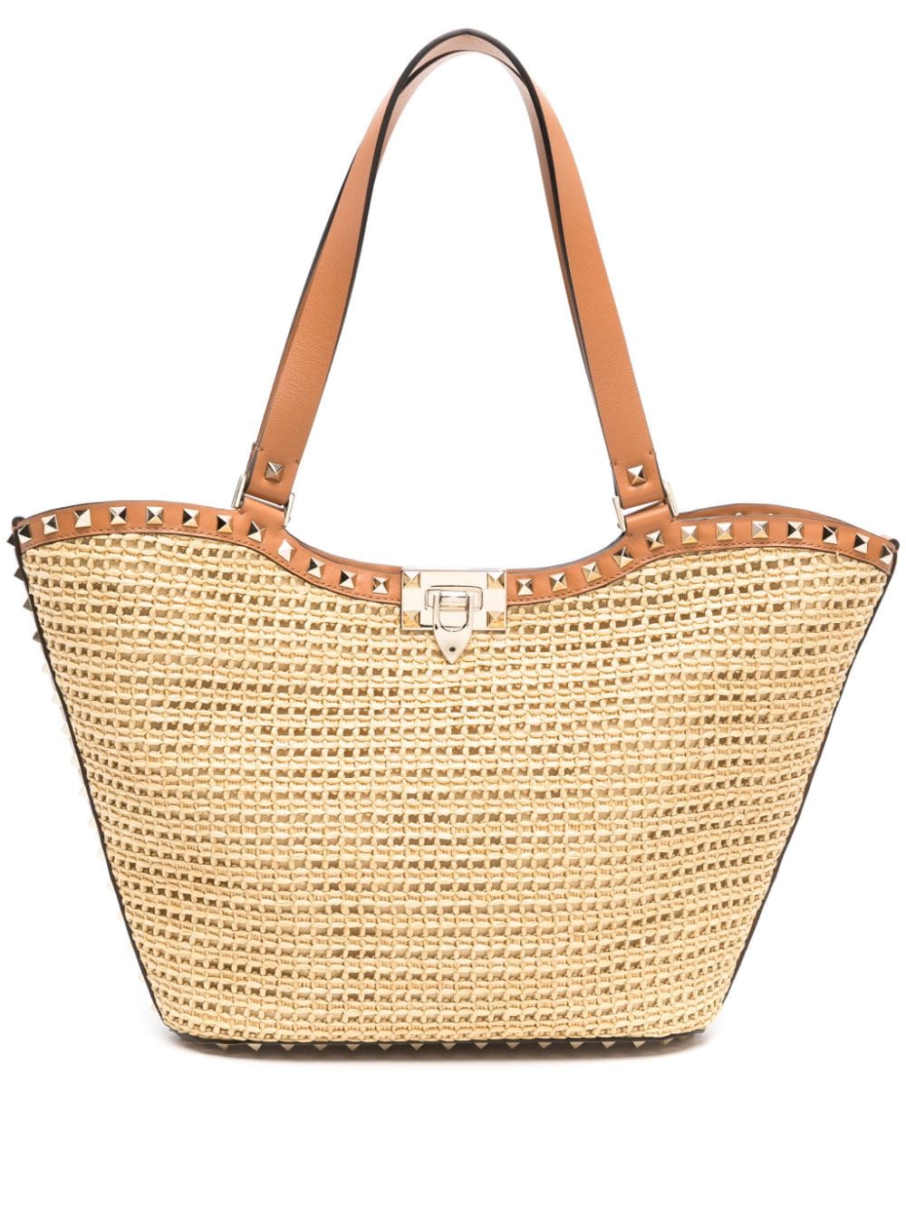 Valentino Garavani Rockstud raffia tote bag