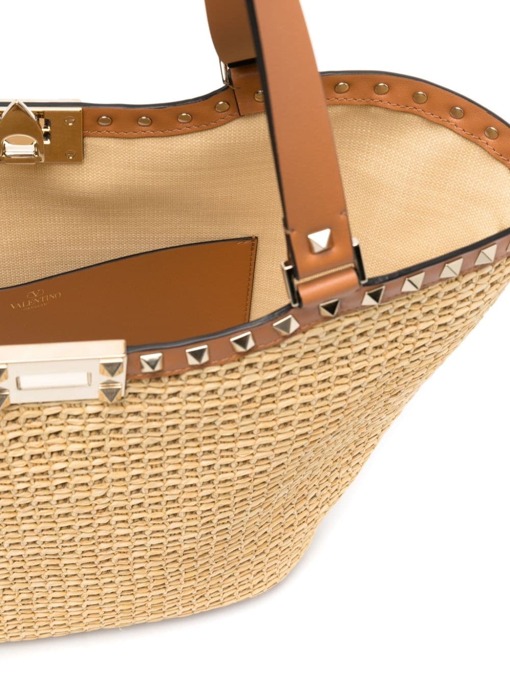 Valentino Garavani Rockstud raffia tote bag - Image 5