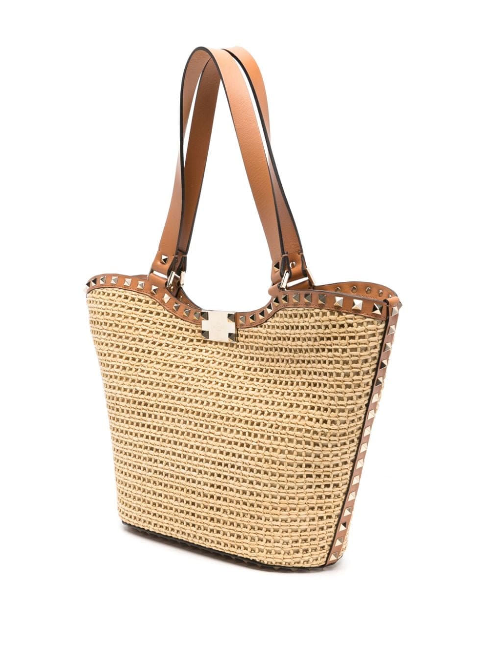 Valentino Garavani Rockstud raffia tote bag - Image 3