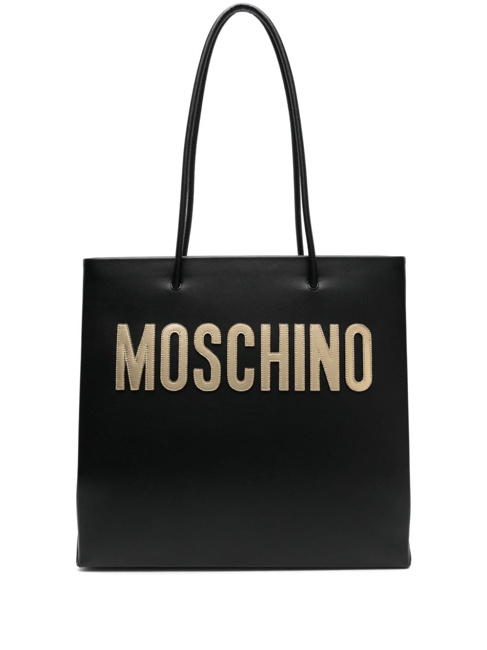 Moschino logo-patch leather shoulder bag