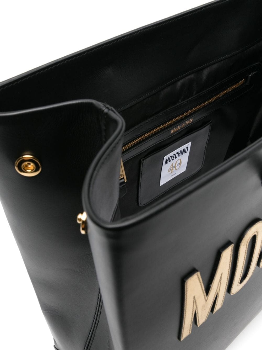 Moschino logo-patch leather shoulder bag - Image 5