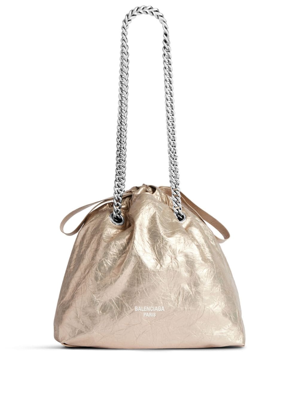 Balenciaga small Crush metallic drawstring bag