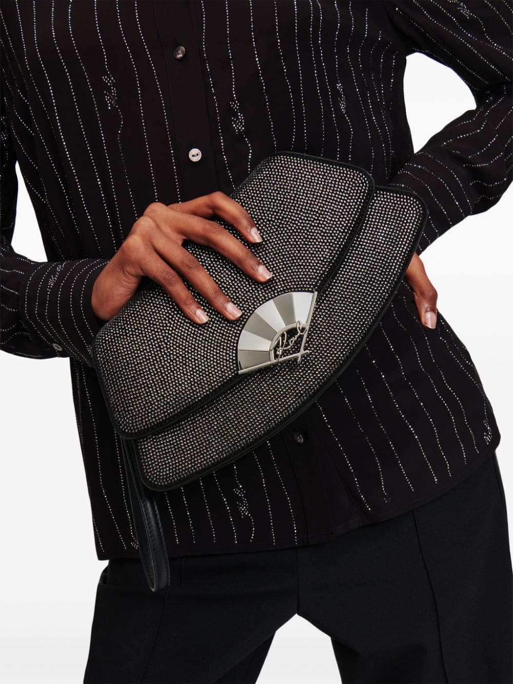 Karl Lagerfeld Archive Fan rhinestone-embellished clutch bag - Image 2