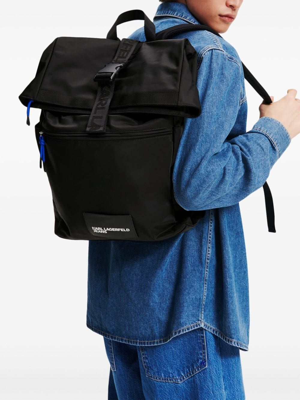 Karl Lagerfeld Jeans logo-appliqué roll-top backpack - Image 2