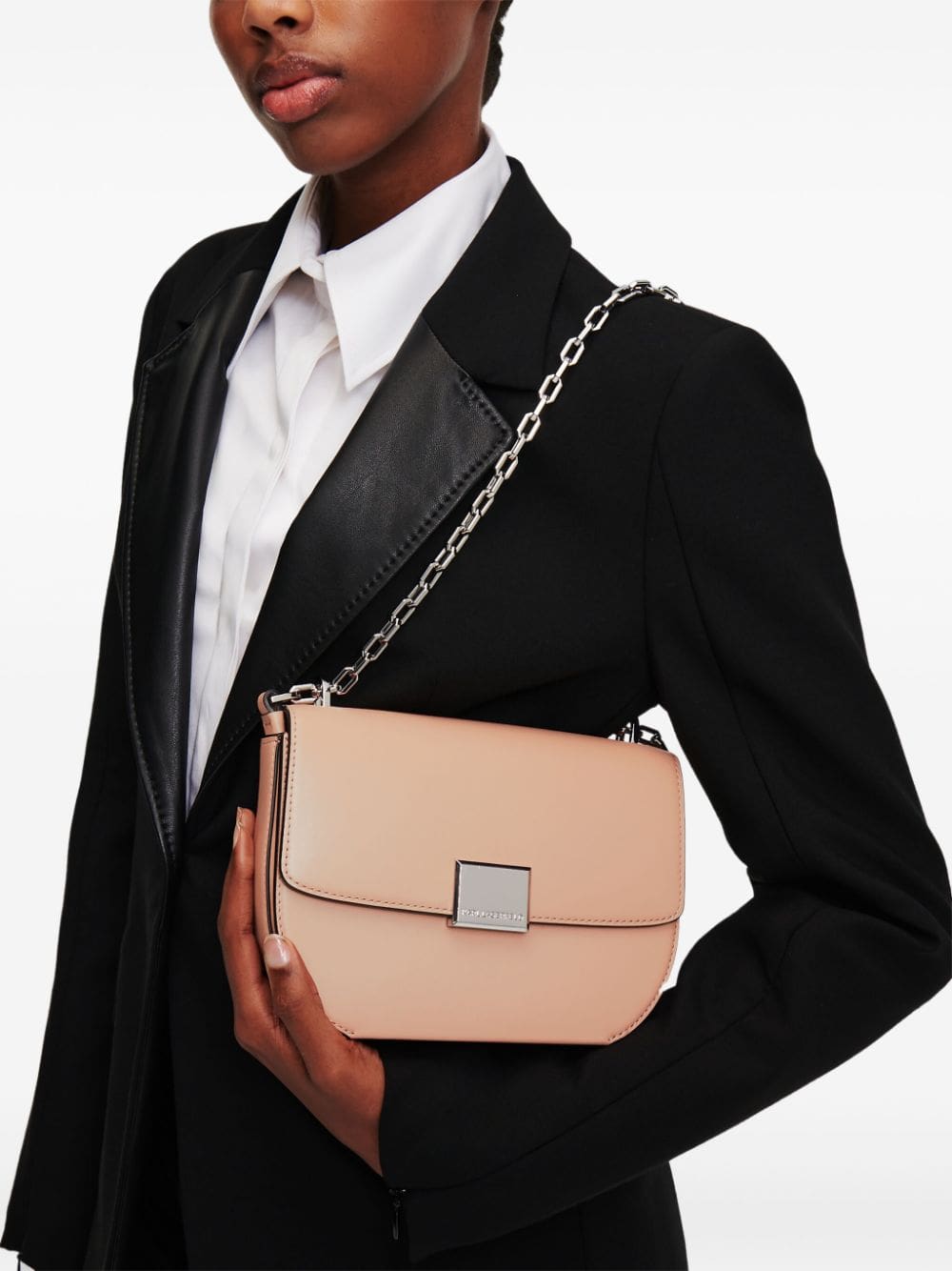 Karl Lagerfeld logo-engraved-buckle leather shoulder bag - Image 2
