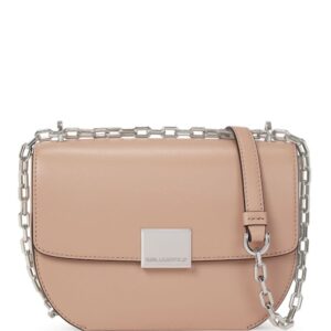 Karl Lagerfeld logo-engraved-buckle leather shoulder bag