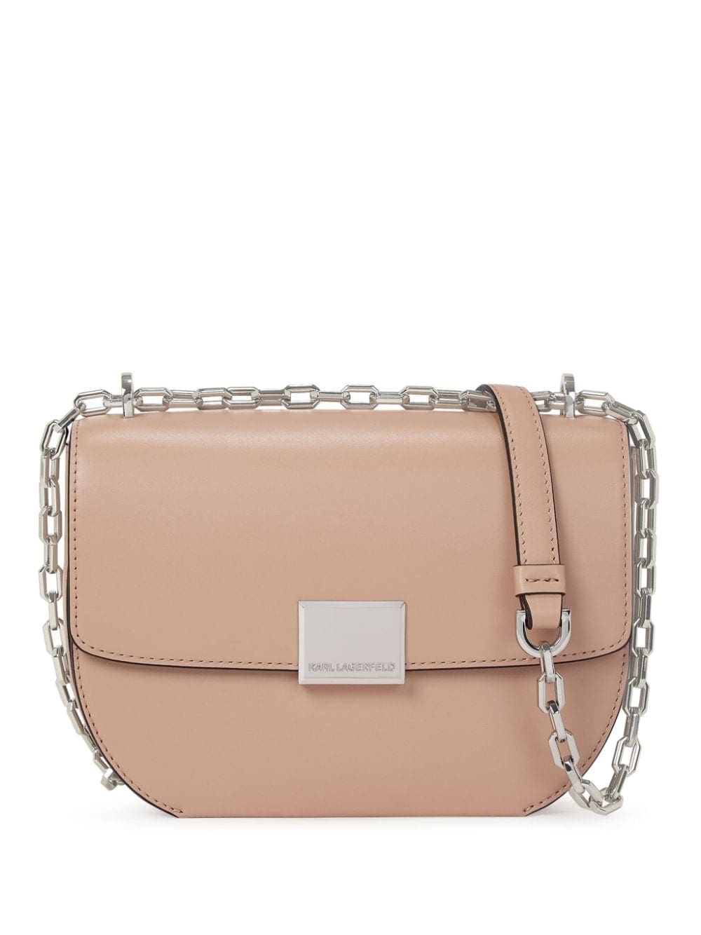 Karl Lagerfeld logo-engraved-buckle leather shoulder bag