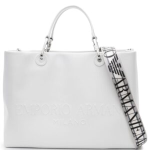 Emporio Armani logo-embossed leather tote bag