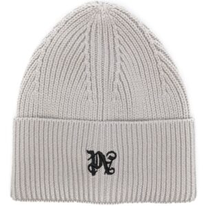 Palm Angels logo-embroidered ribbed beanie