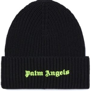 Palm Angels logo-embroidered ribbed beanie