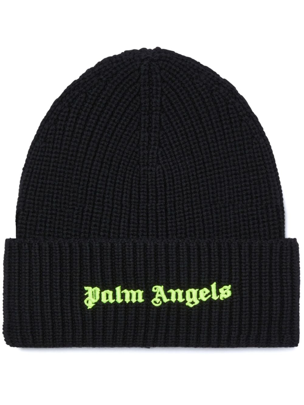 Palm Angels logo-embroidered ribbed beanie